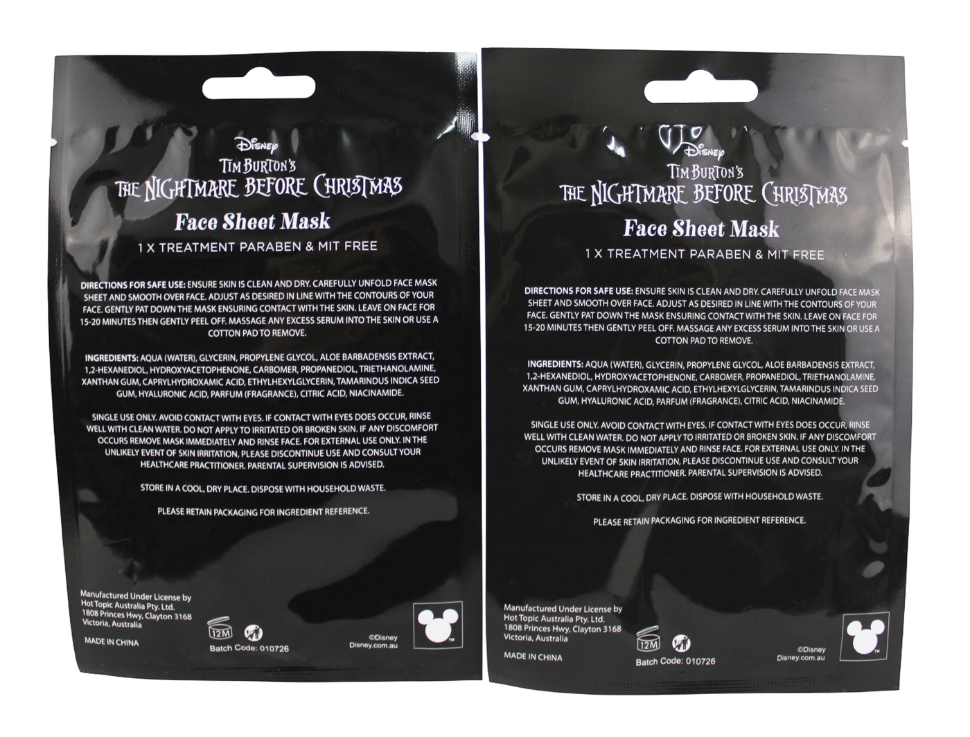 Disney Tim Burton’s The Nightmare Before Christmas Face Sheet Mask Duo - Strawberry Scented 4 of 4