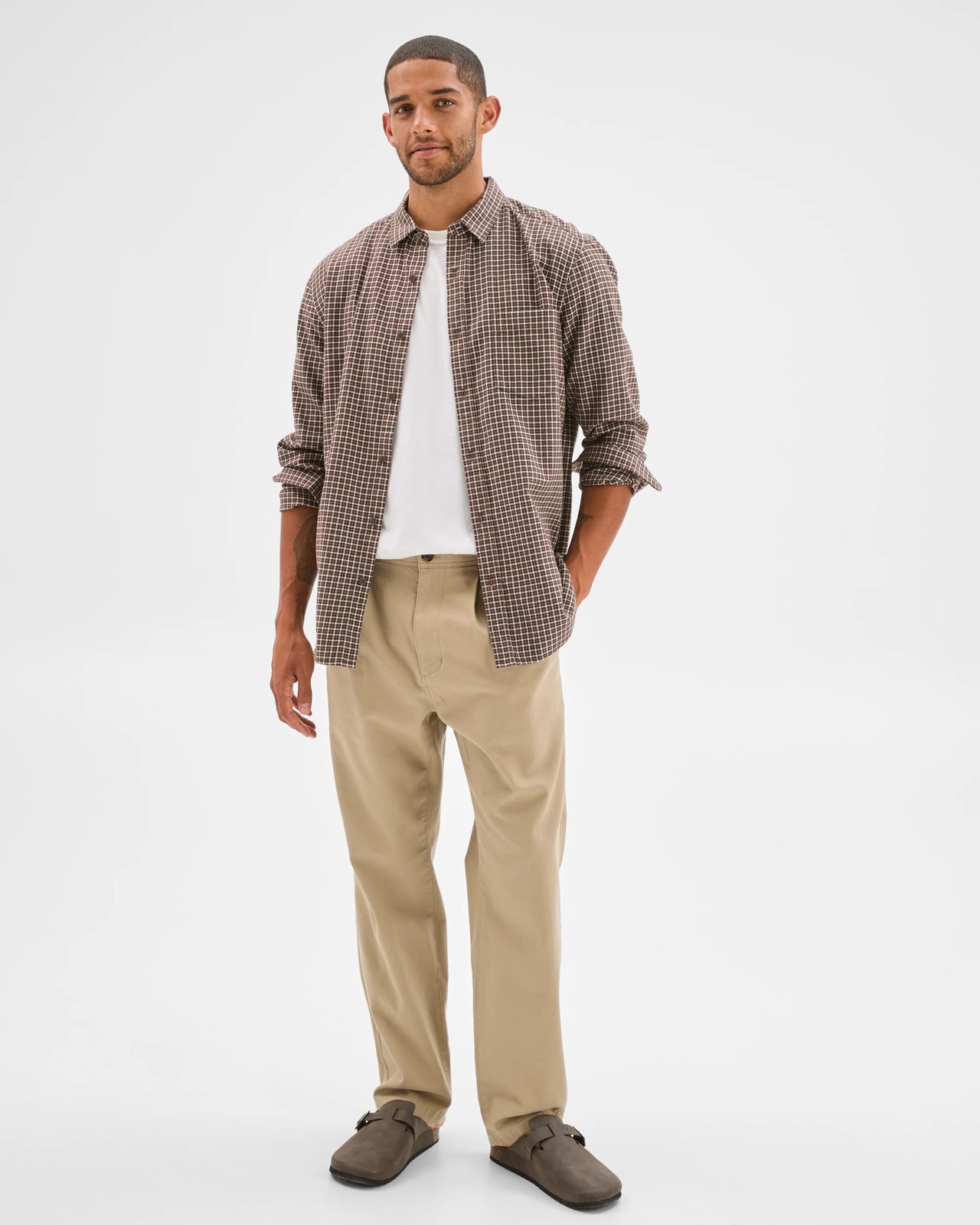 Australian Cotton Long Sleeve Flannelette Shirt  - Dark Brown 3 of 5