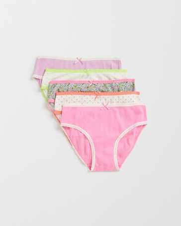 Maxx Australian Cotton 5 Pack Older Girls Pointelle Rib Briefs