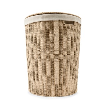 Round Paper Rope Hamper with Lid, Beige - Anko