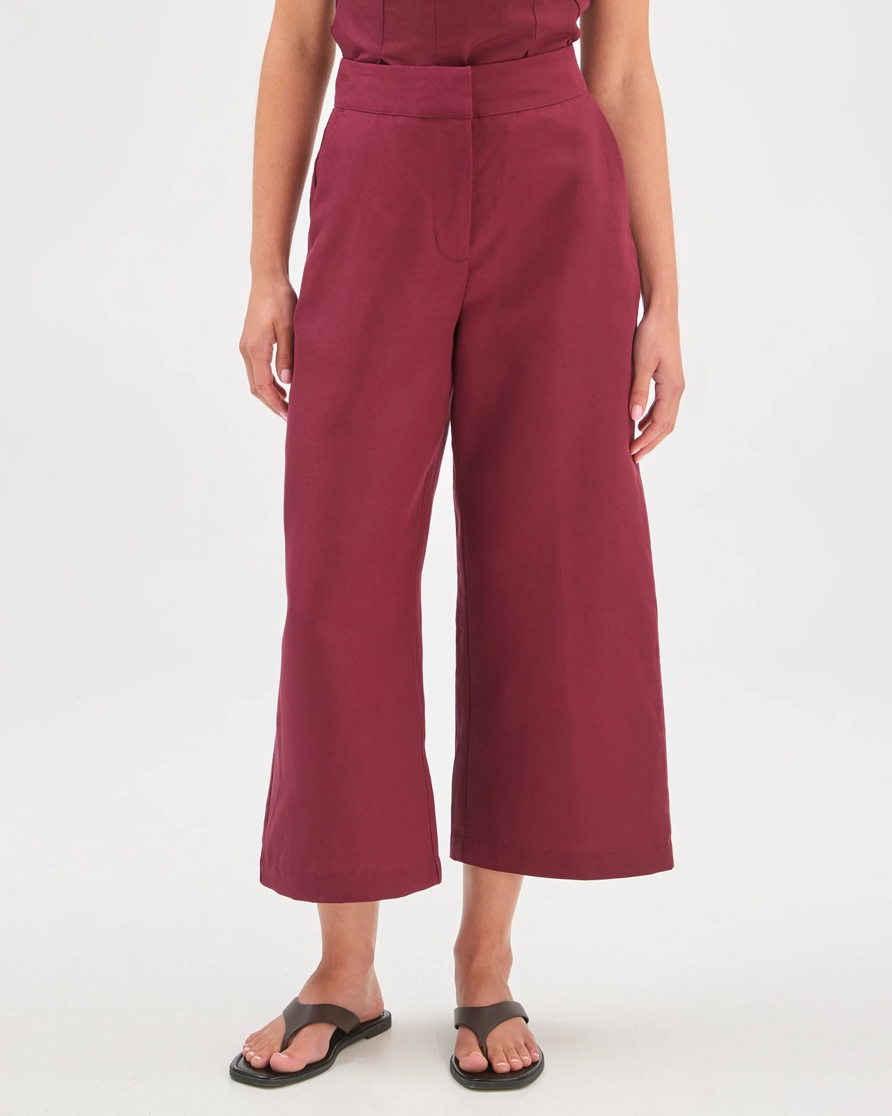 Petites European Linen Blend Culotte Pants 3 of 5
