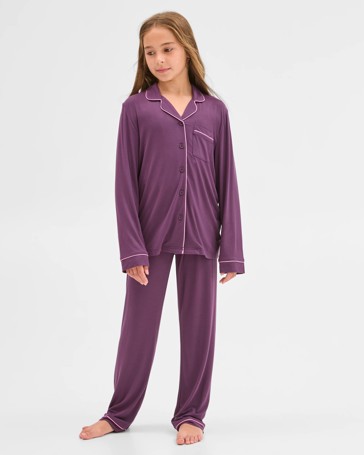 Bamboo Older Girls Button Through Pyjama Set