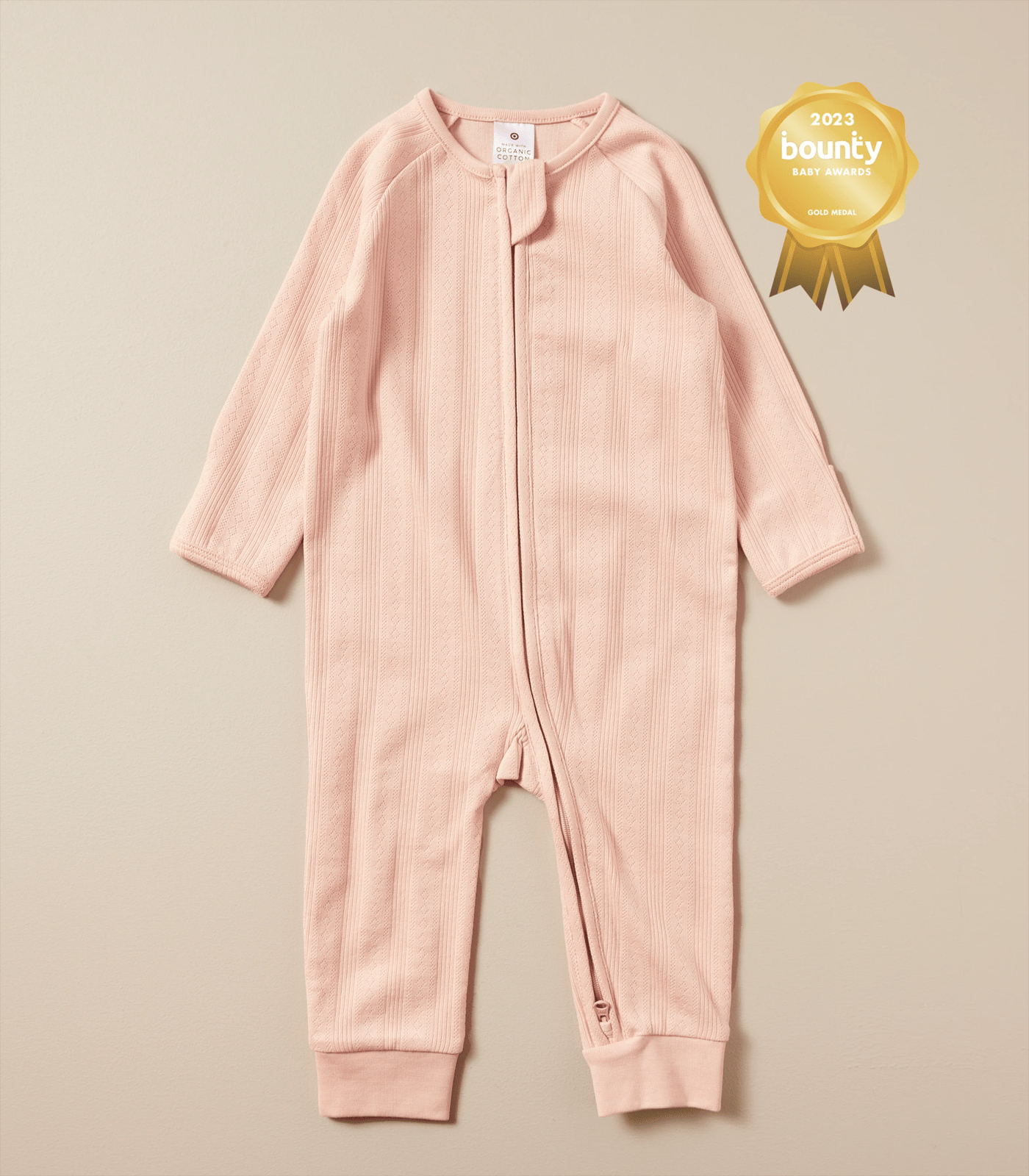 Baby Organic Cotton Pointelle Zip Coverall 2 of 5