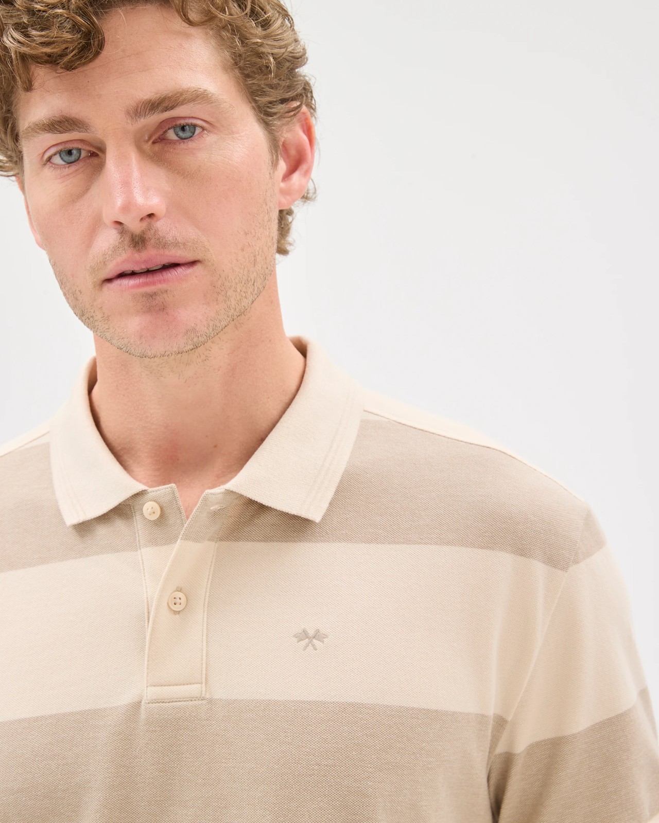 Australian Cotton Stripe Polo Top - Birch 6 of 6
