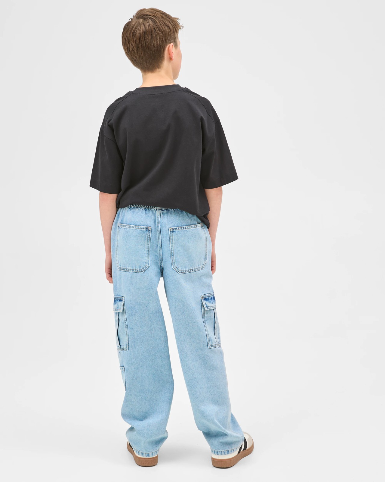 Australian Cotton Blend Loose Fit Cargo Denim Jeans - Light Wash 4 of 6