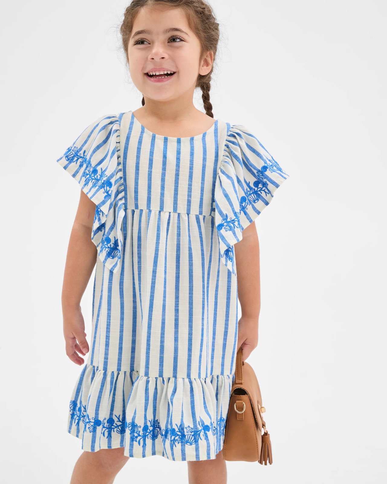 Woven Embroidered Dress - Blue / Stripe 2 of 5