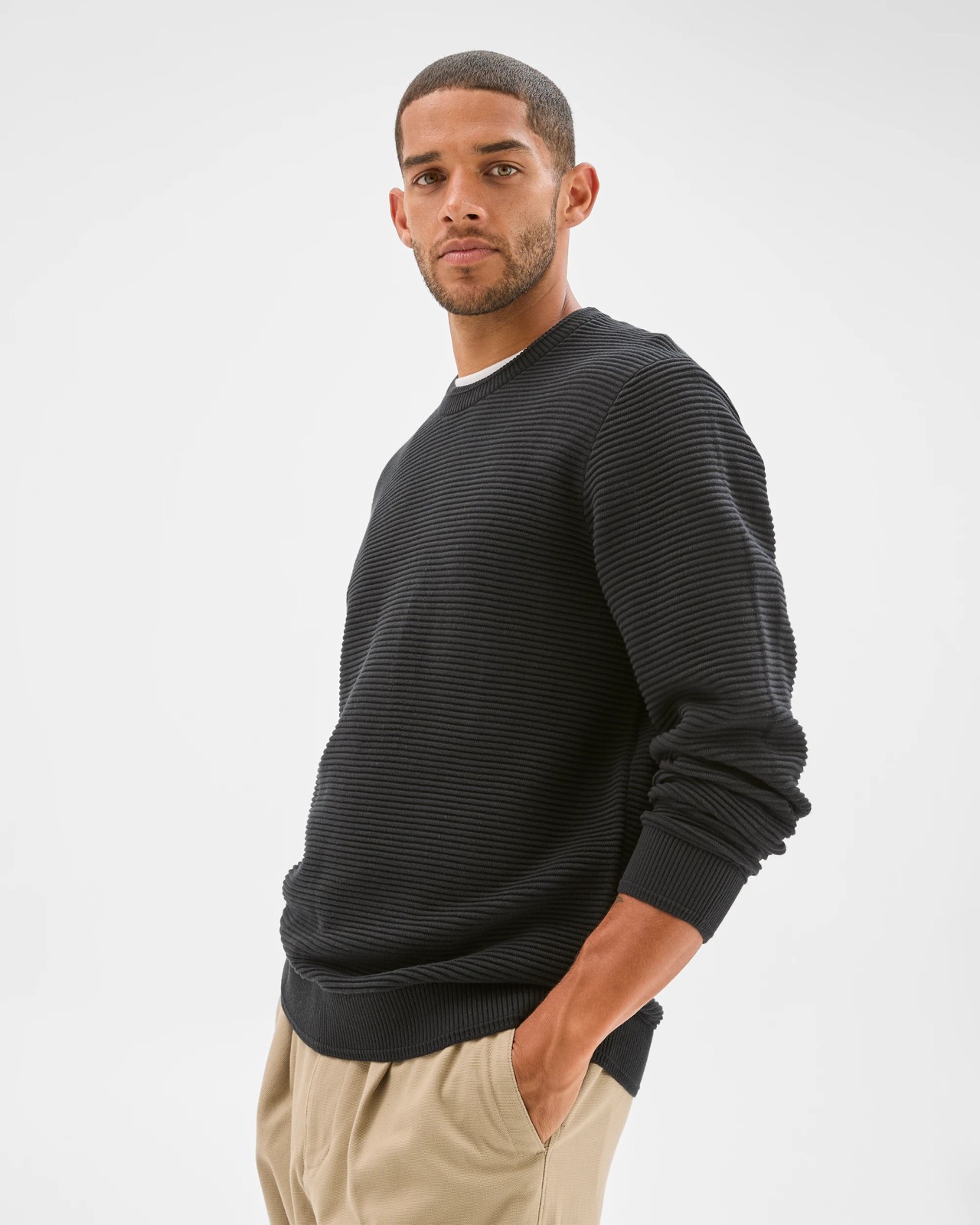 Australian Cotton Ottoman Knit Jumper - Black 4 of 6