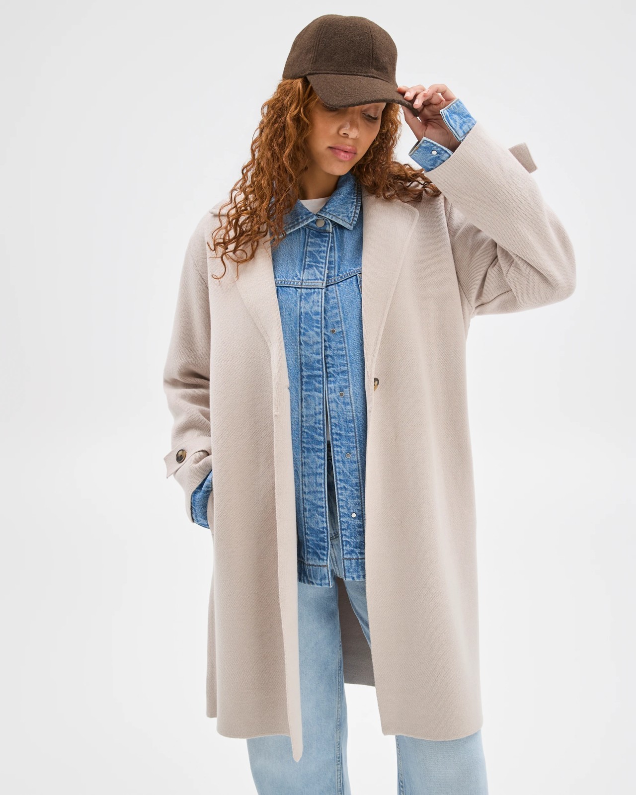 Australian Cotton Blend Knitted Trench Jacket 3 of 6