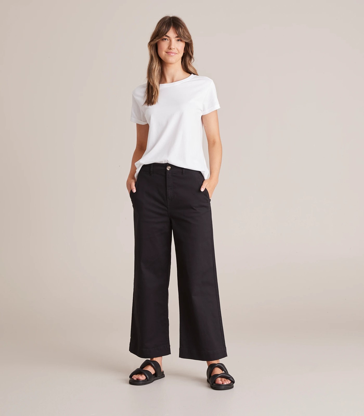 Wide Leg Stretch Twill Pants