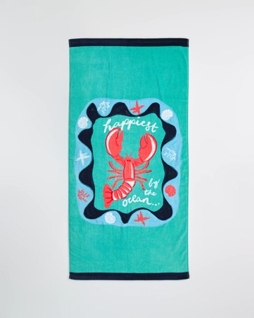 Kids Lobster Printed Velour Australian Cotton Beach Towel