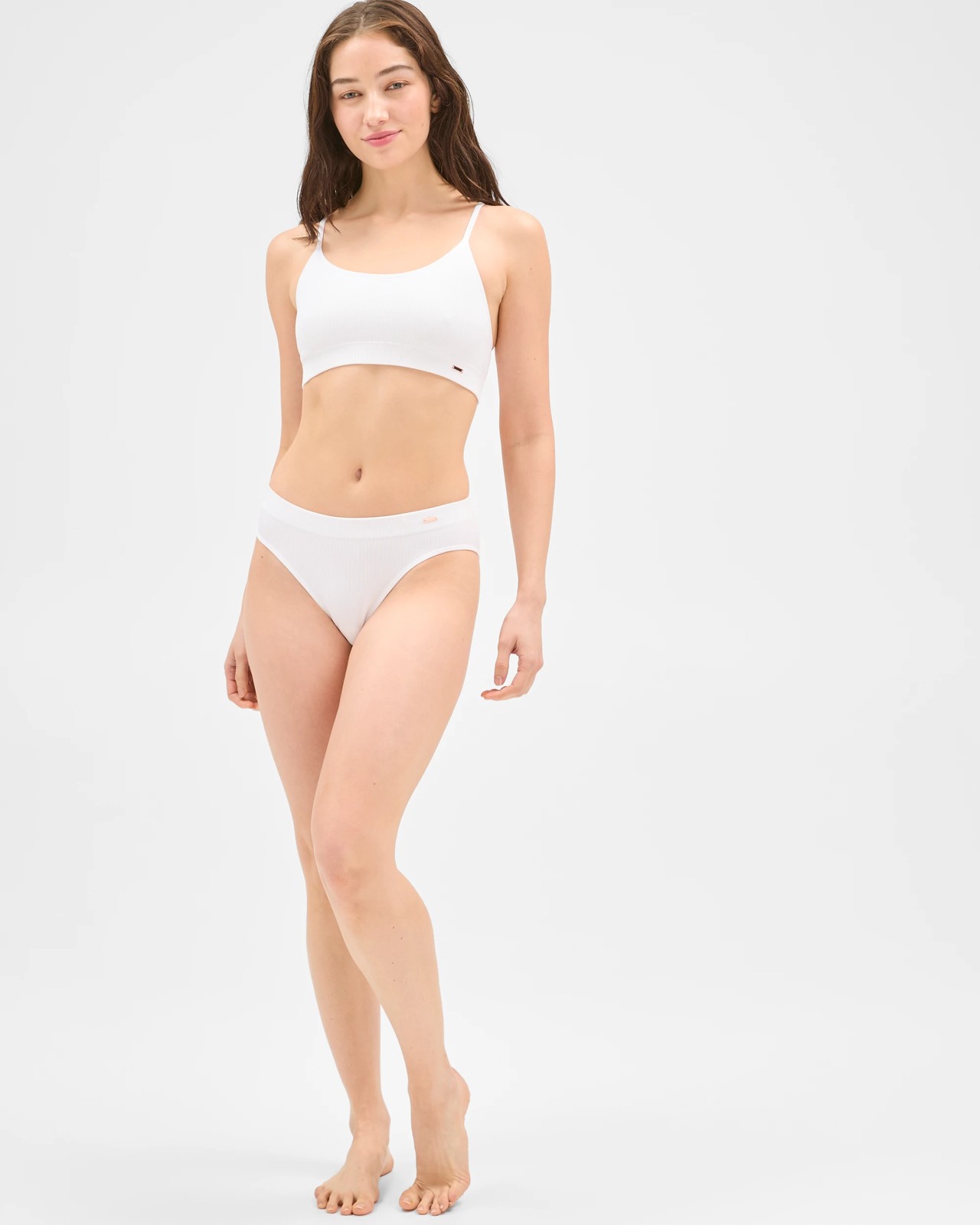 Lily Loves Rib Wirefree Crop Top - White 2 of 5