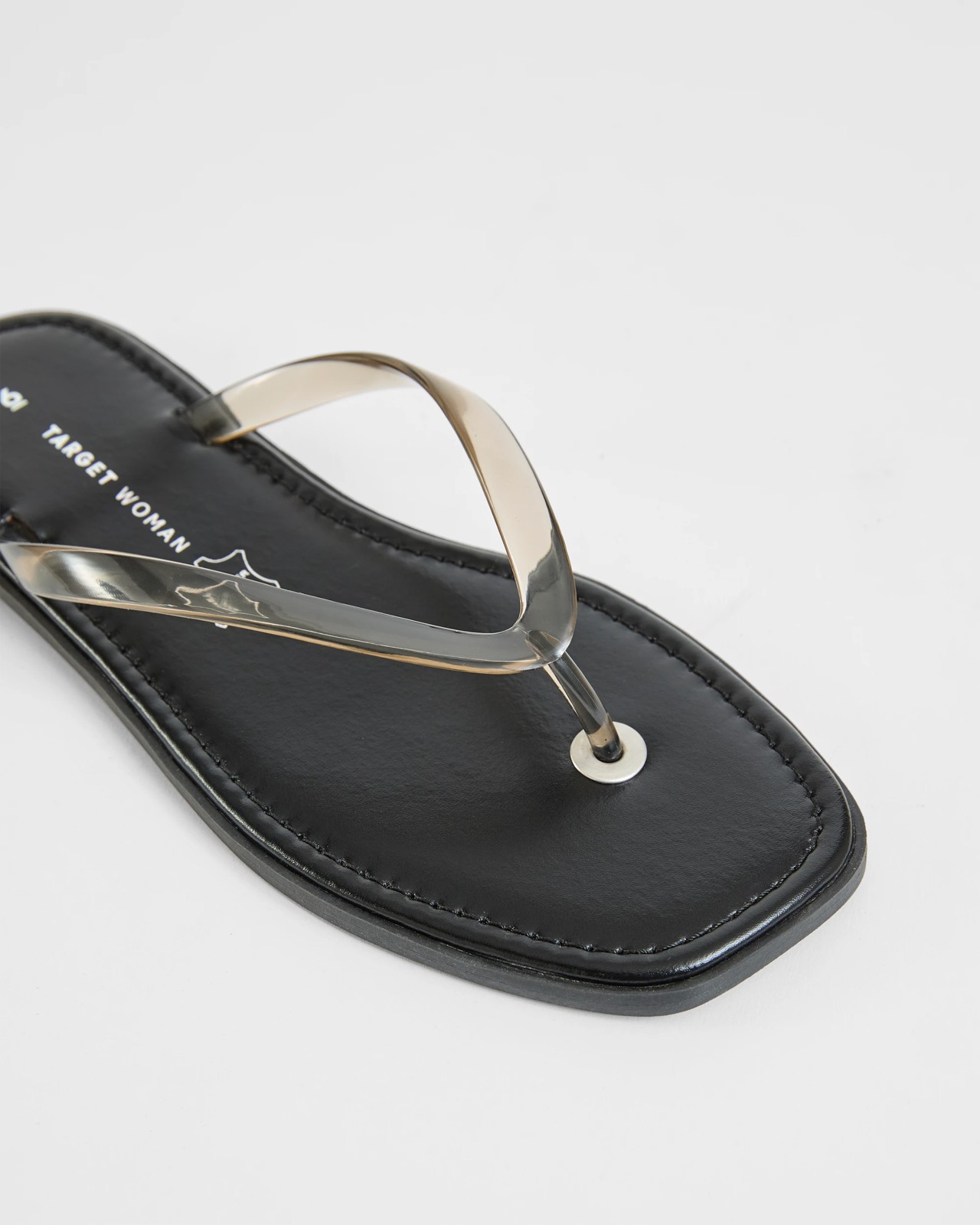 Genuine Leather Square Toe Thongs - Clear 3 of 3