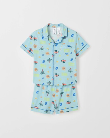 Bamboo Younger Boys Button Through Knit Pyjama Set
