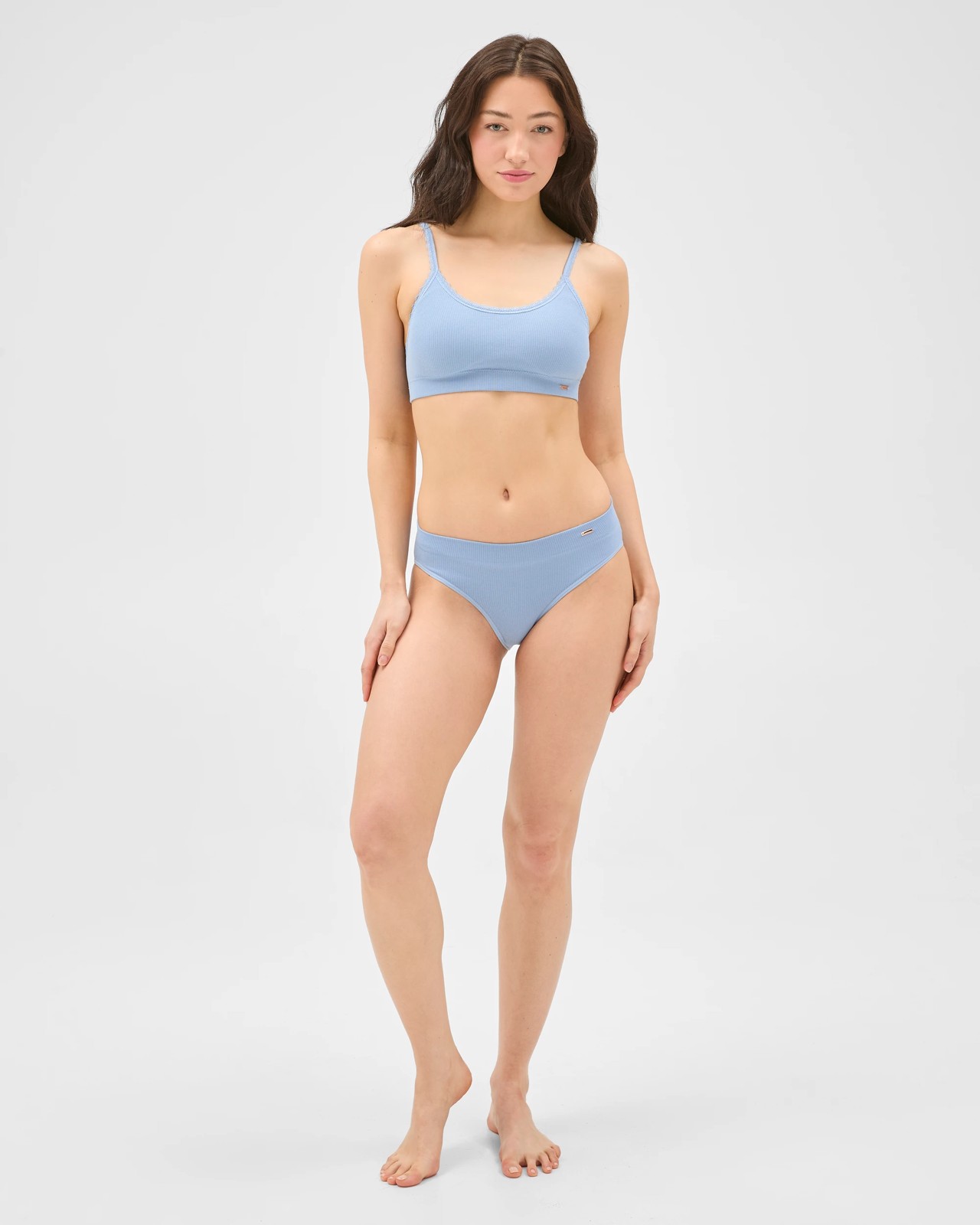 Lily Loves 2 Pack Rib Seamfree High Waist Bikini Briefs - Forever Blue/Winter Blue 3 of 5