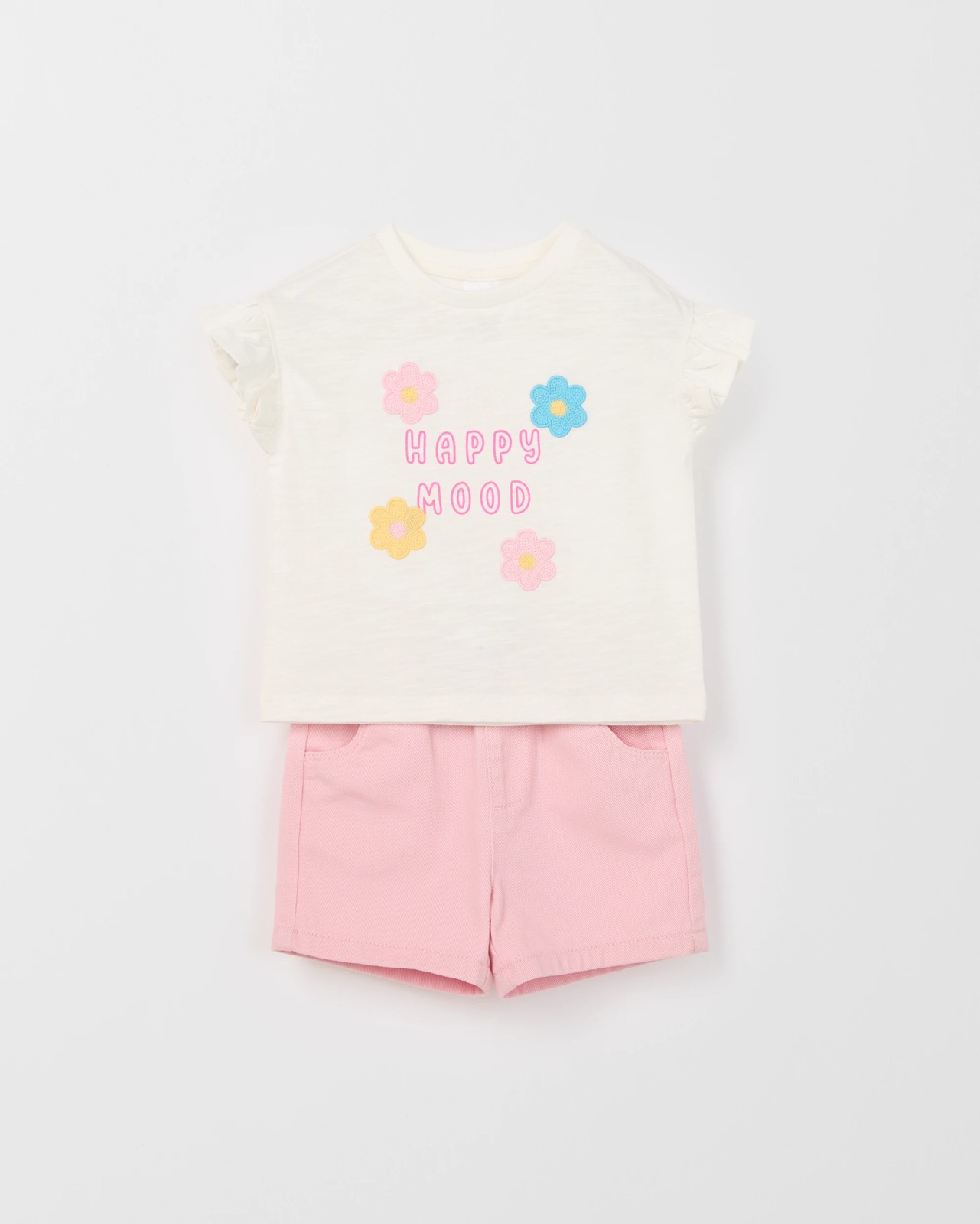 Baby Crochet Detail T-Shirt and Shorts 2 Piece Set - Cloud Dancer 5 of 5