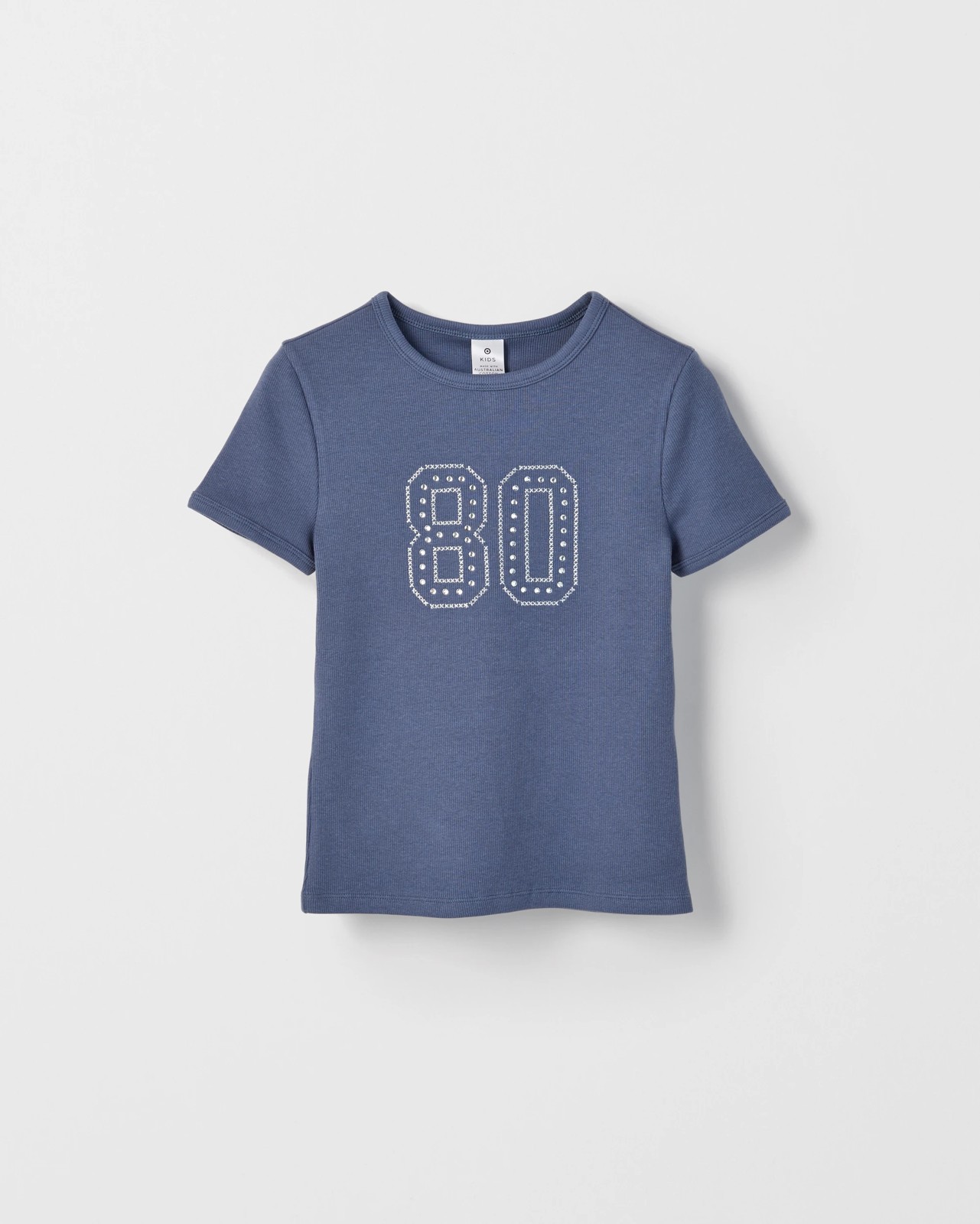 Australian Cotton Ribbed T-Shirt - 80 Stud Navy 5 of 6