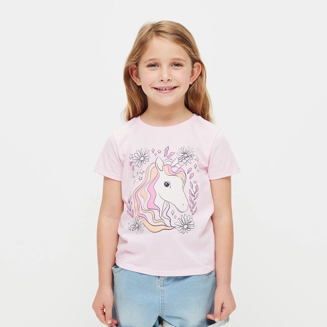 Organic Cotton Print Tshirt Light Pink Unicorn Target Australia