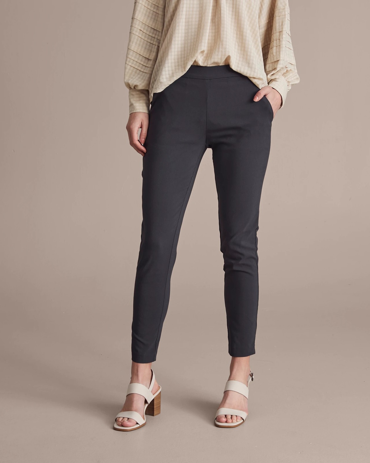 Carrie Skinny Ankle Length Bengaline Pants - Preview - Black