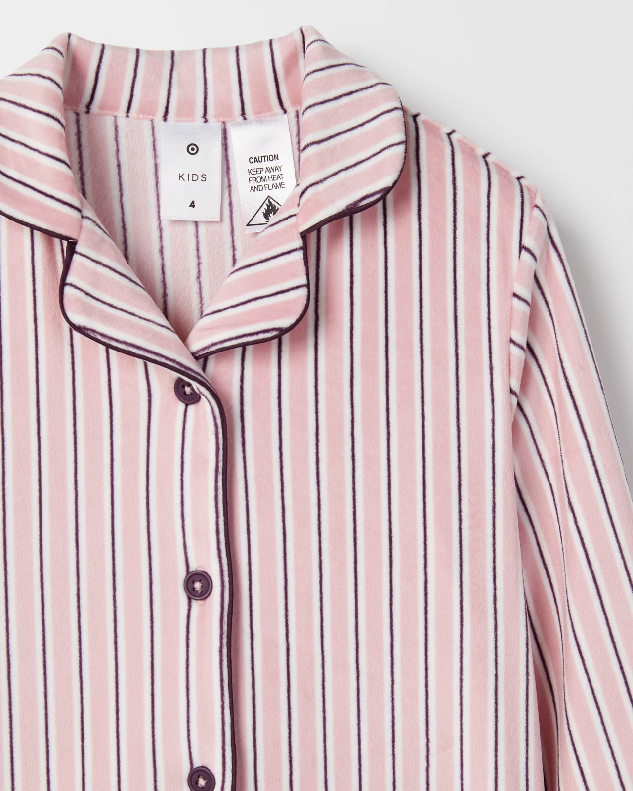 Younger Girls Button Through Fleece Pyjama Set - Stripe 6 of 6