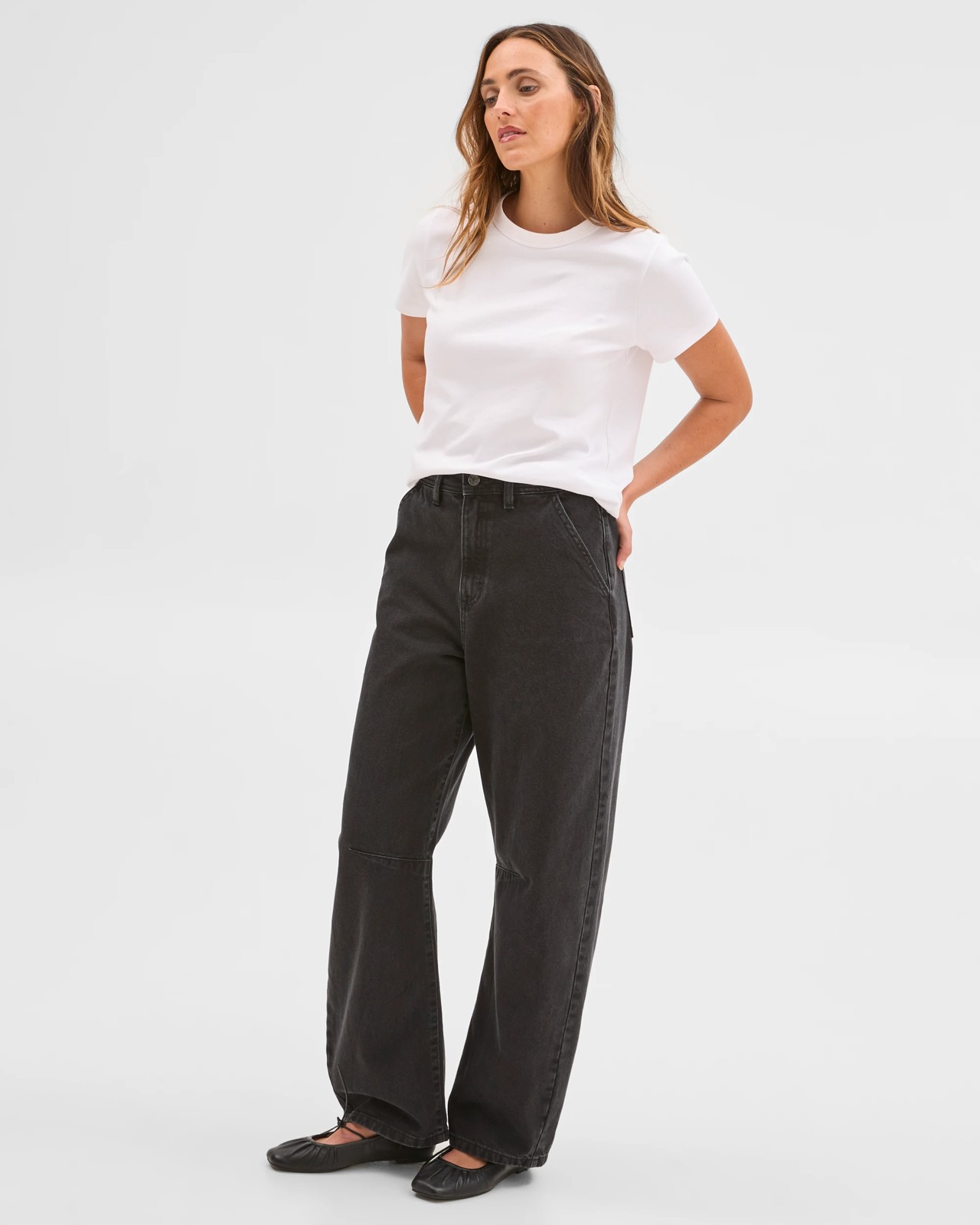 Cate Relaxed Barrel Denim Jeans - Clean Black 2 of 6