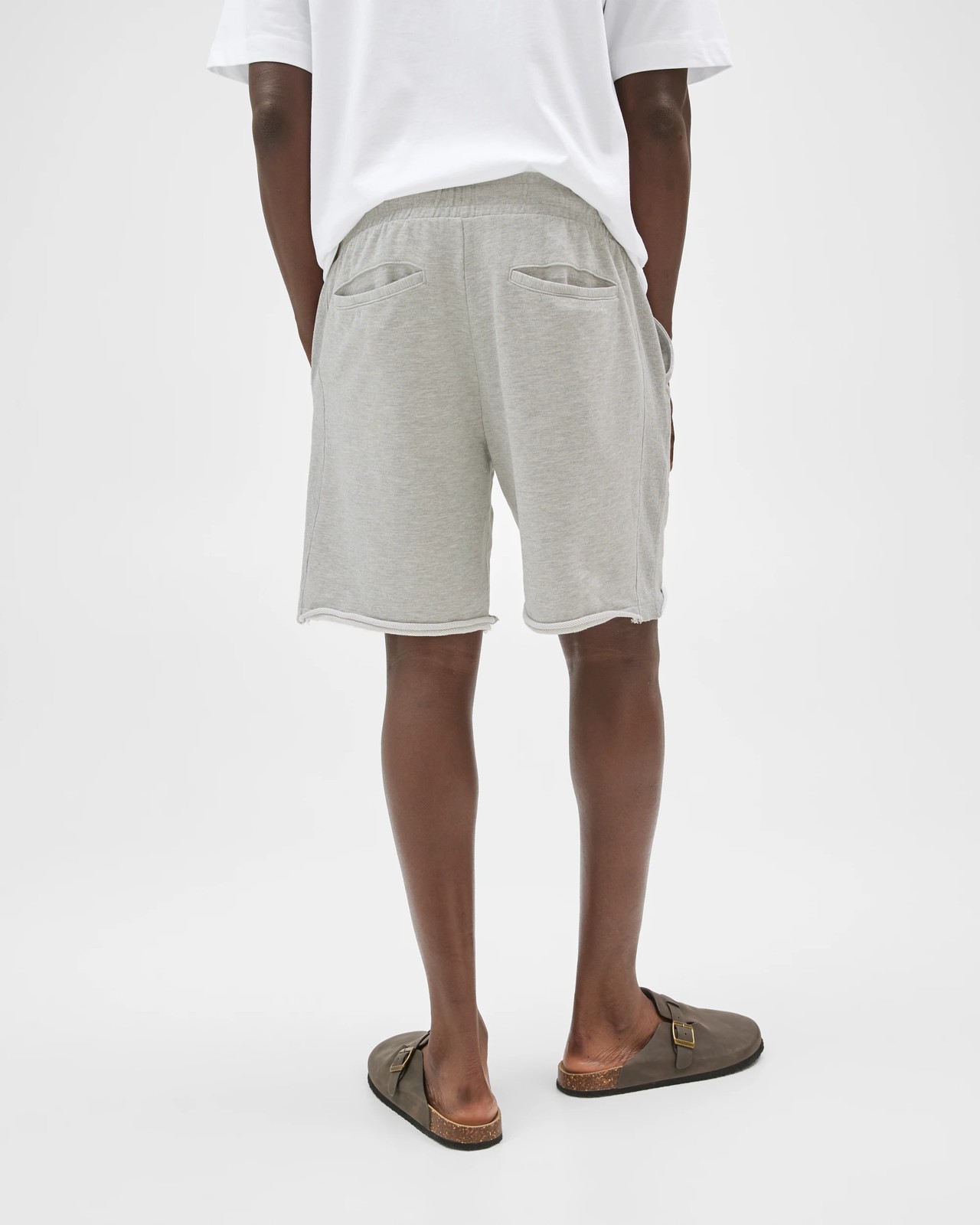 Commons Australian Cotton Rib Stripe Fleece Shorts - Grey Marle 3 of 4