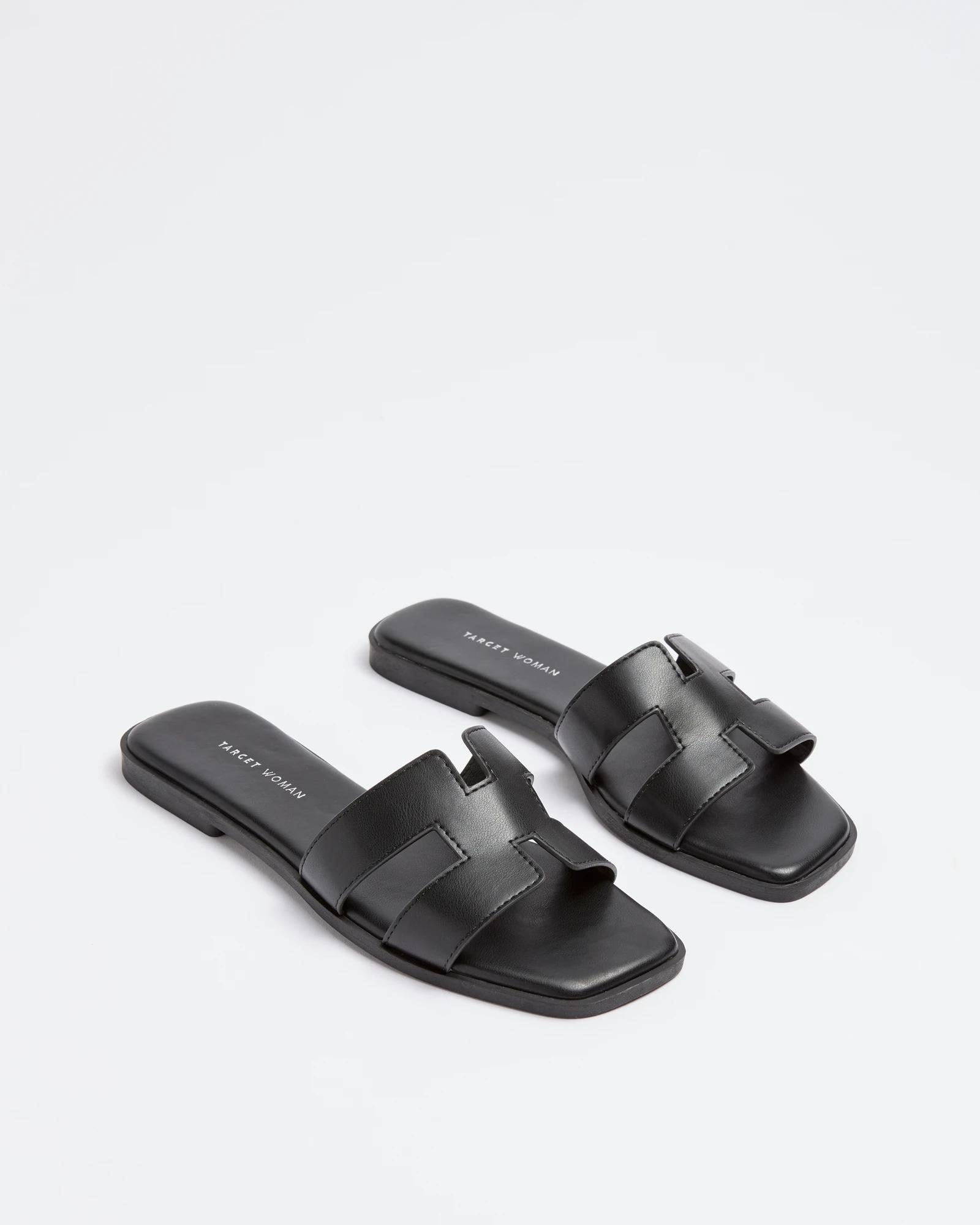 Womens Stitch Edge Strap Flat Sandal Heidi II