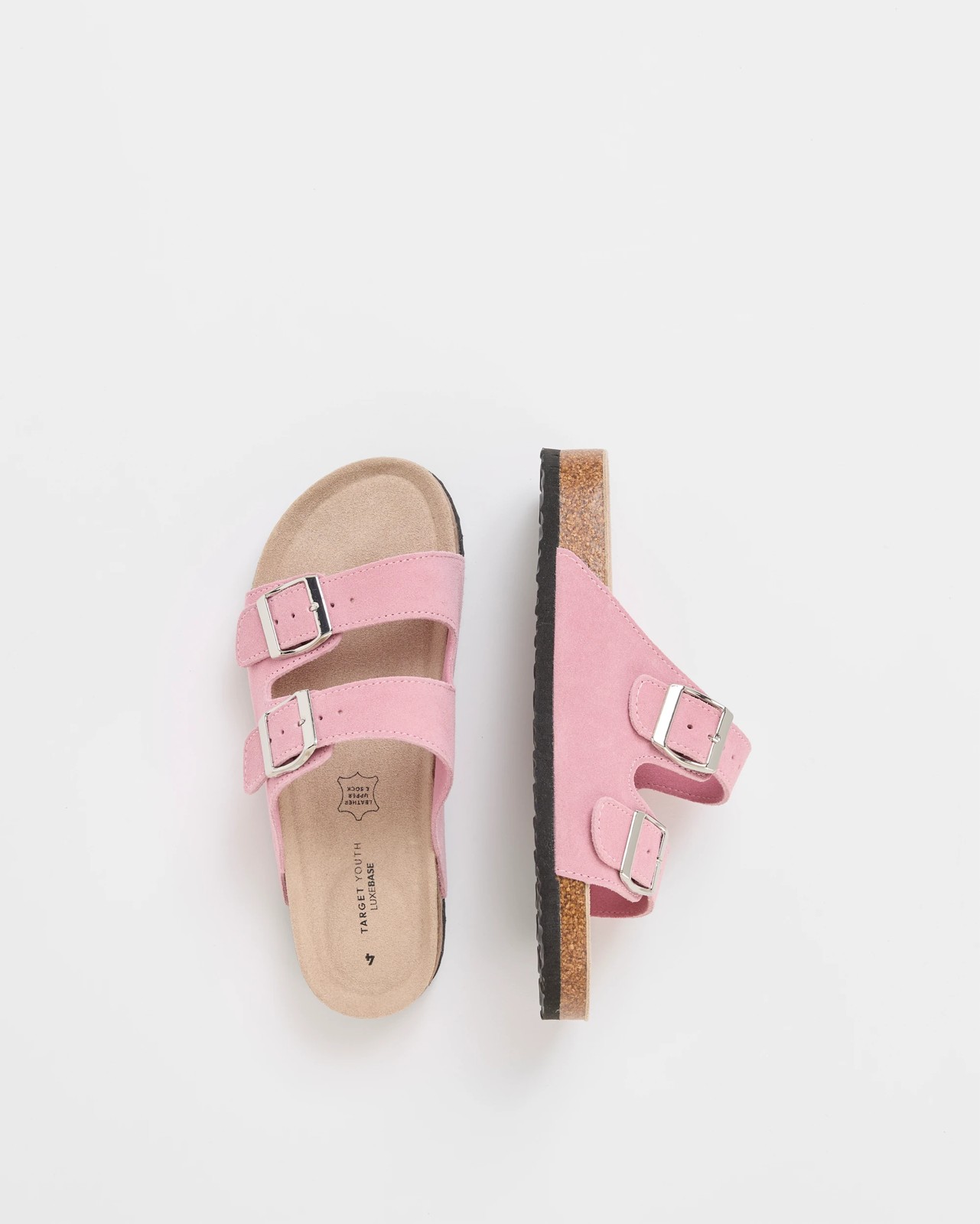 Suede Leather Buckle Moulded Cork Sandals 3 of 3