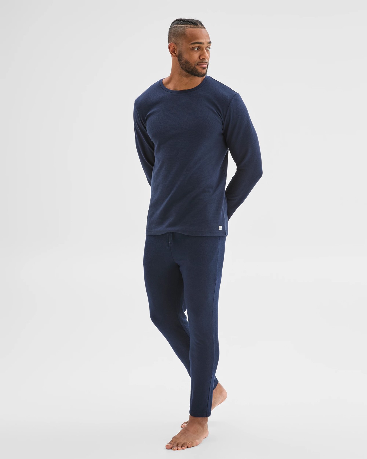 Maxx Australian Cotton Blend Ottoman Long Sleeve Sleep T-Shirt - Navy 4 of 5