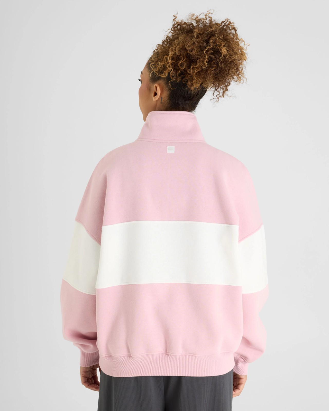 Lonsdale London Quarter Zip Crew Neck Jumper - Bleached Mauve 2 of 5