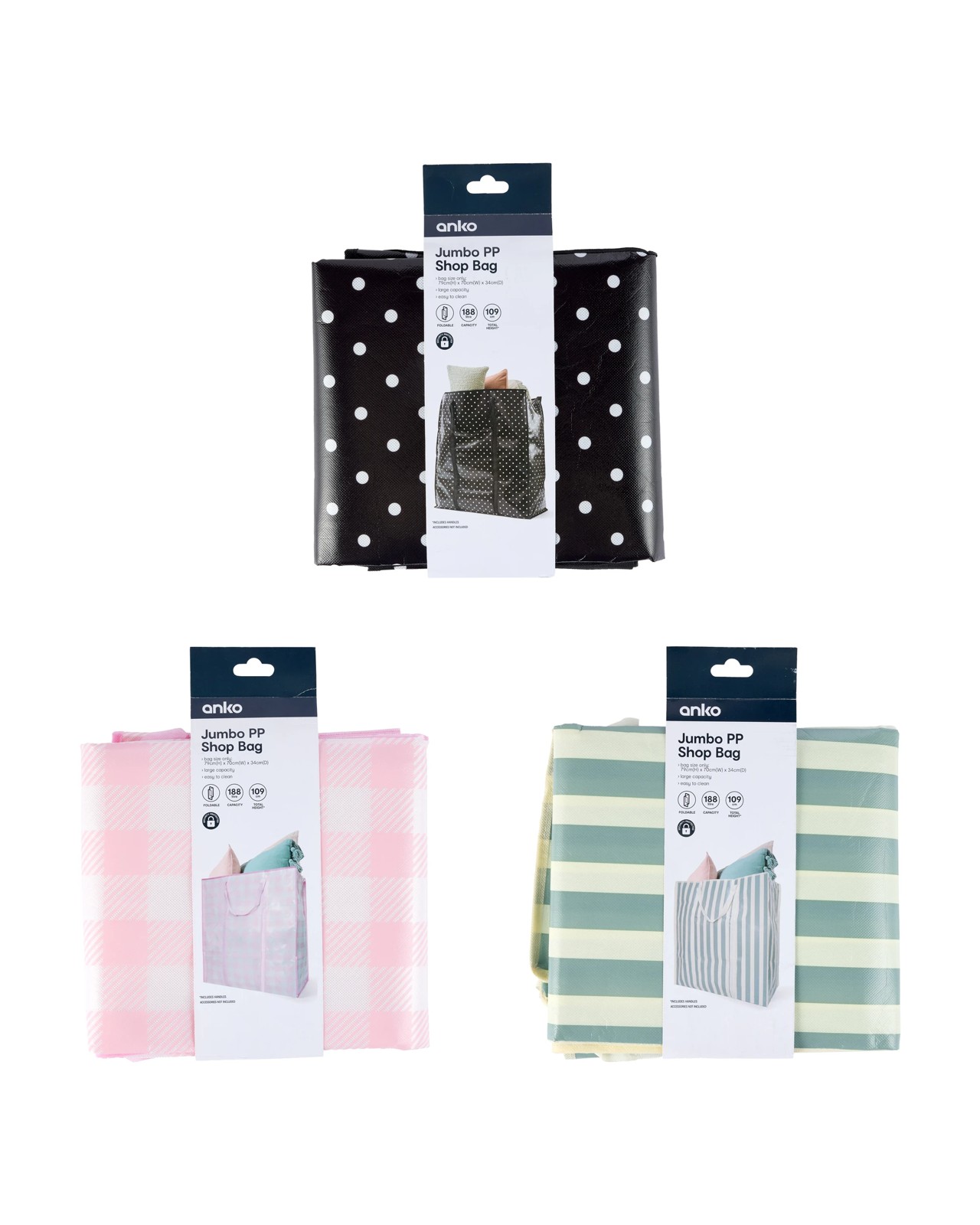 Jumbo PP Shopping Bag, Assorted - Anko 5 of 5