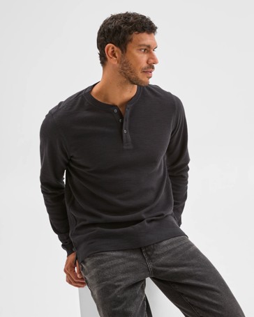 Australian Cotton Waffle Henley T-Shirt