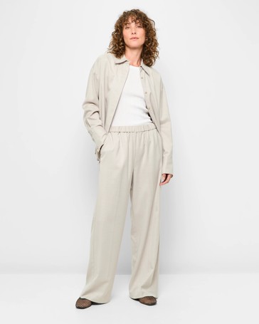 Tailored Elastic Waist Wide Leg Pants - Preview
