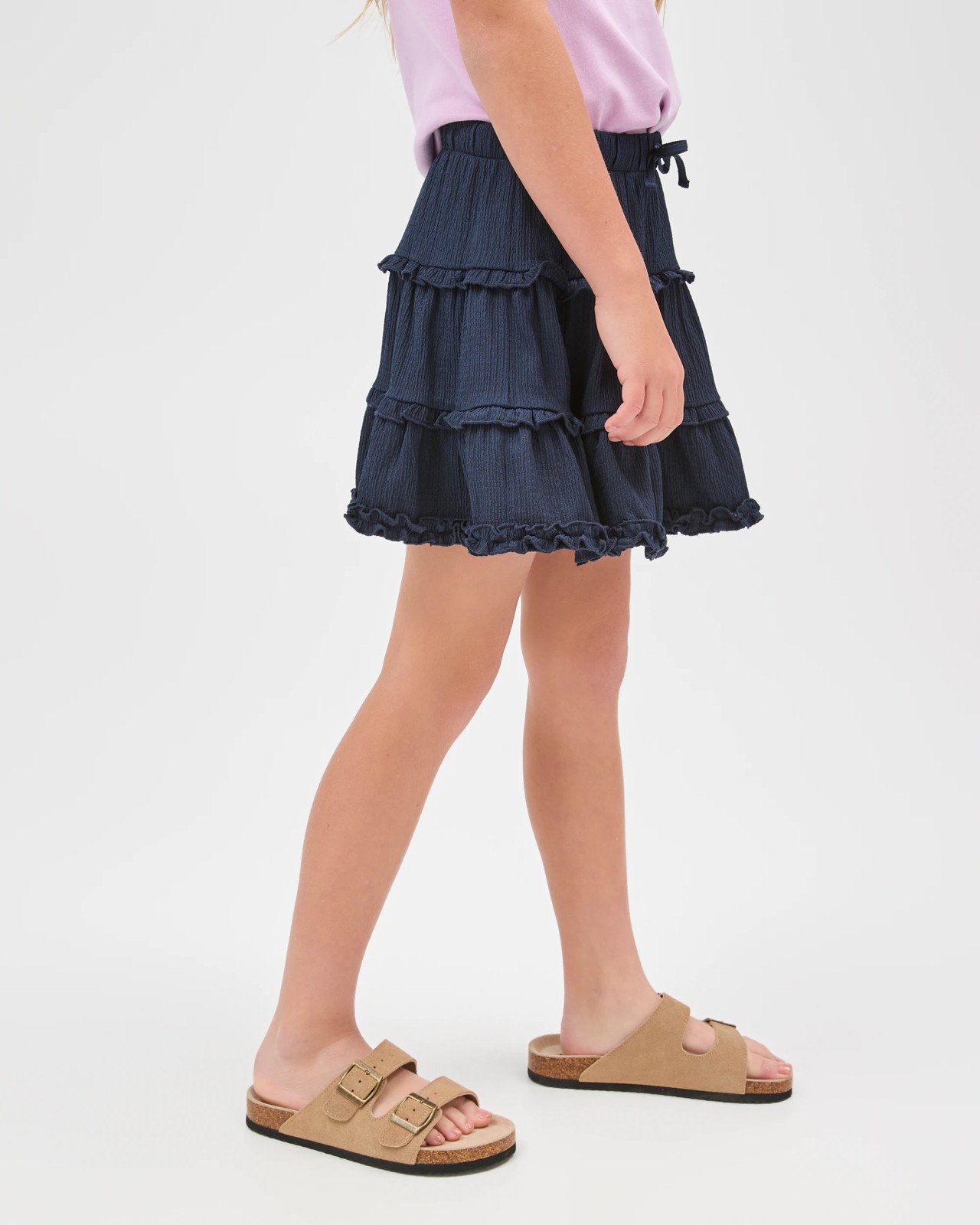 A-Line Short Length Textured Knit Skort - Navy 2 of 6