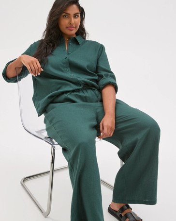 Plus Size European Linen Wide Leg Pants