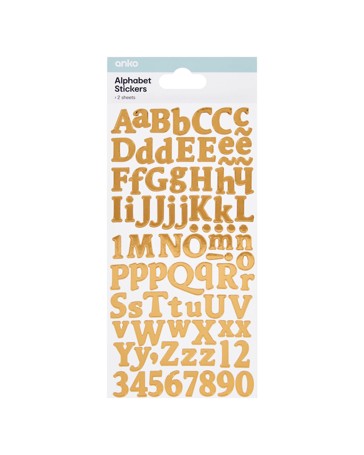 2 Pack Alphabet Stickers, Gold Tone - Anko