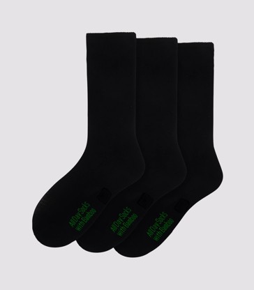 Underworks Men’s 3 Pack All Day Viscose from Bamboo Crew Socks - Black