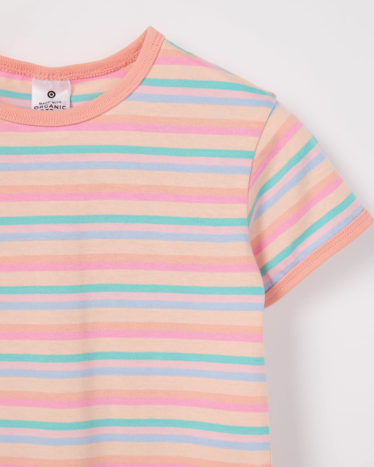 Baby Organic Cotton T-Shirt & Shorts Set - Peach stripe 2 of 3