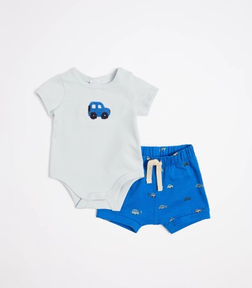 Baby Organic Cotton Bodysuit & Shorts Set