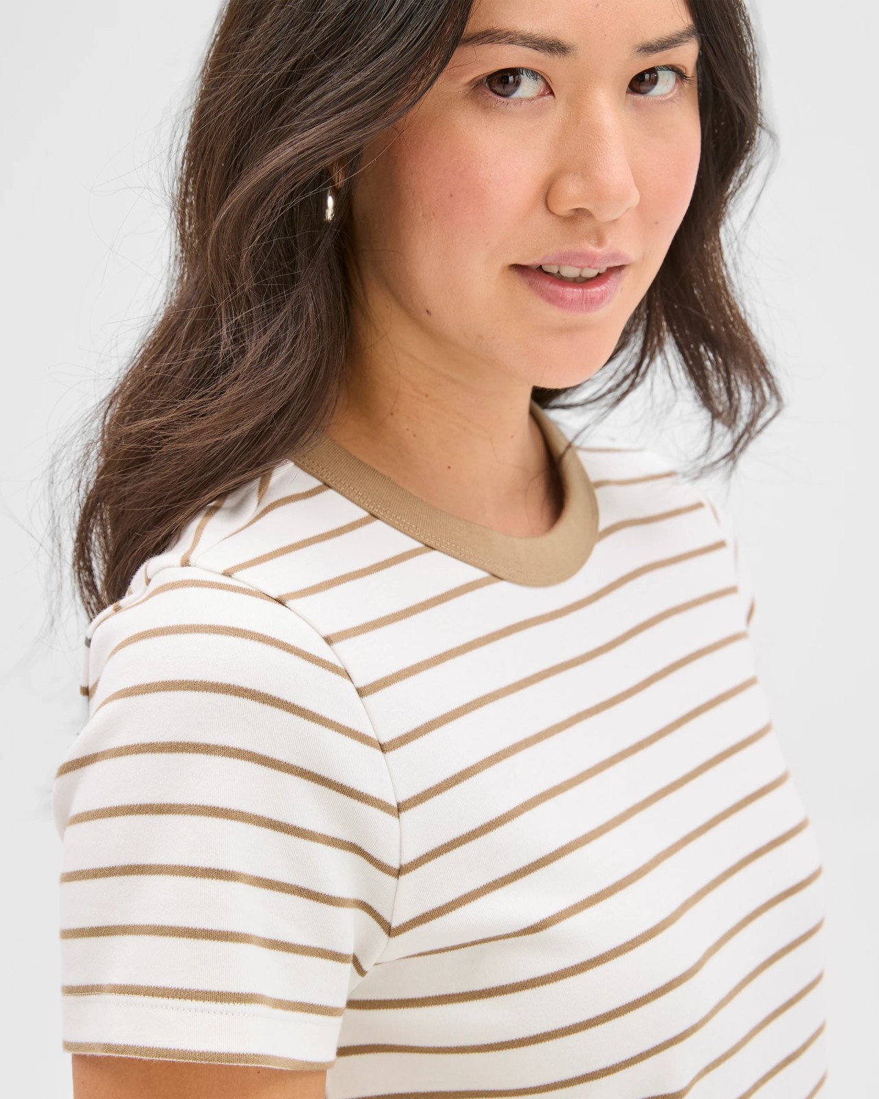 Australian Cotton Interlock Neat T-Shirt - Cloud Dancer/Lead Grey 5 of 5