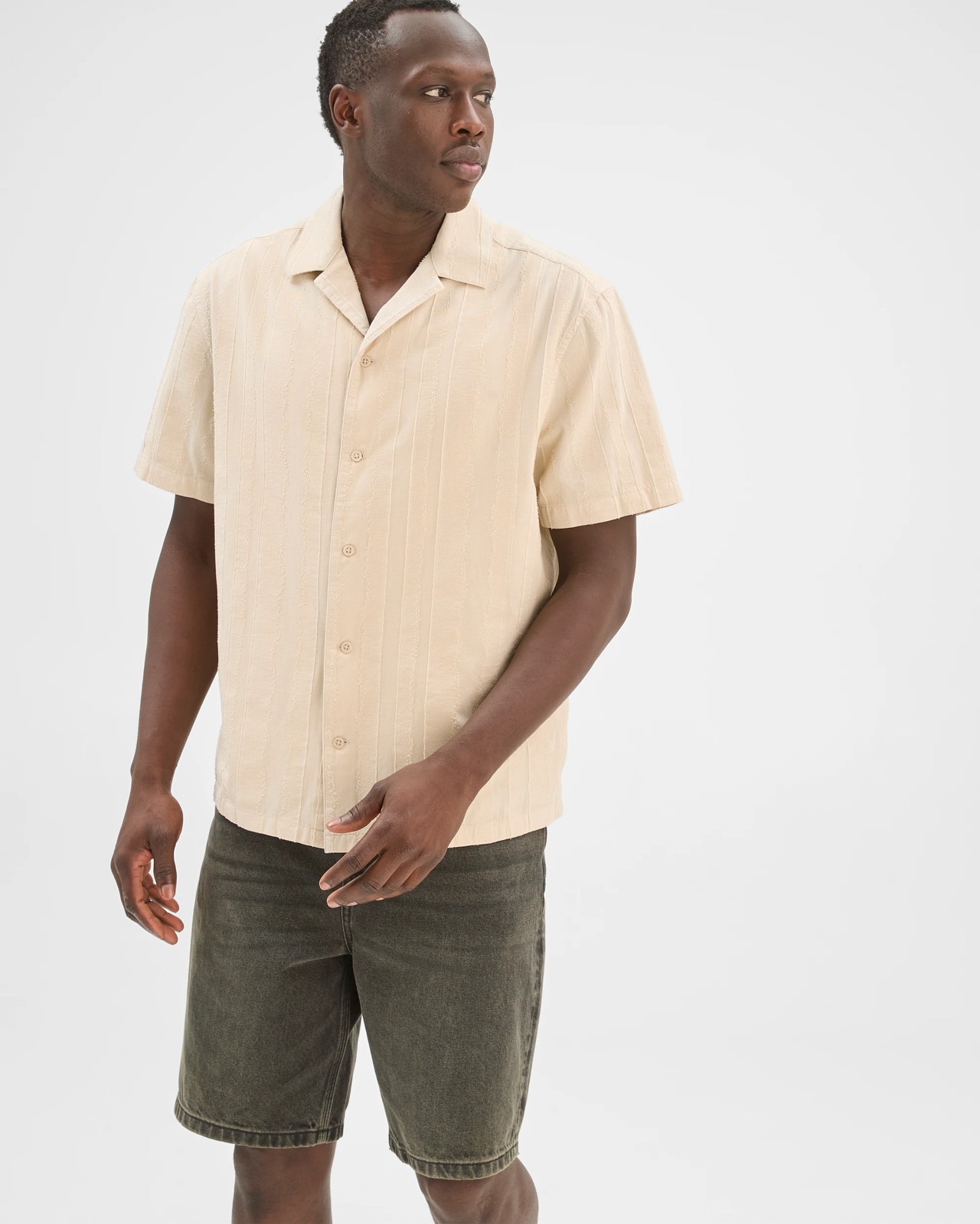 Commons Cotton Burnout Short Sleeve Shirt - Sand 5 of 5