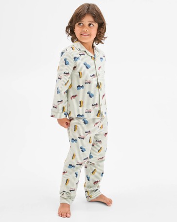 Younger Boys Australian Cotton Long Sleeve Top & Long Length Pants Flannel Pyjama Set
