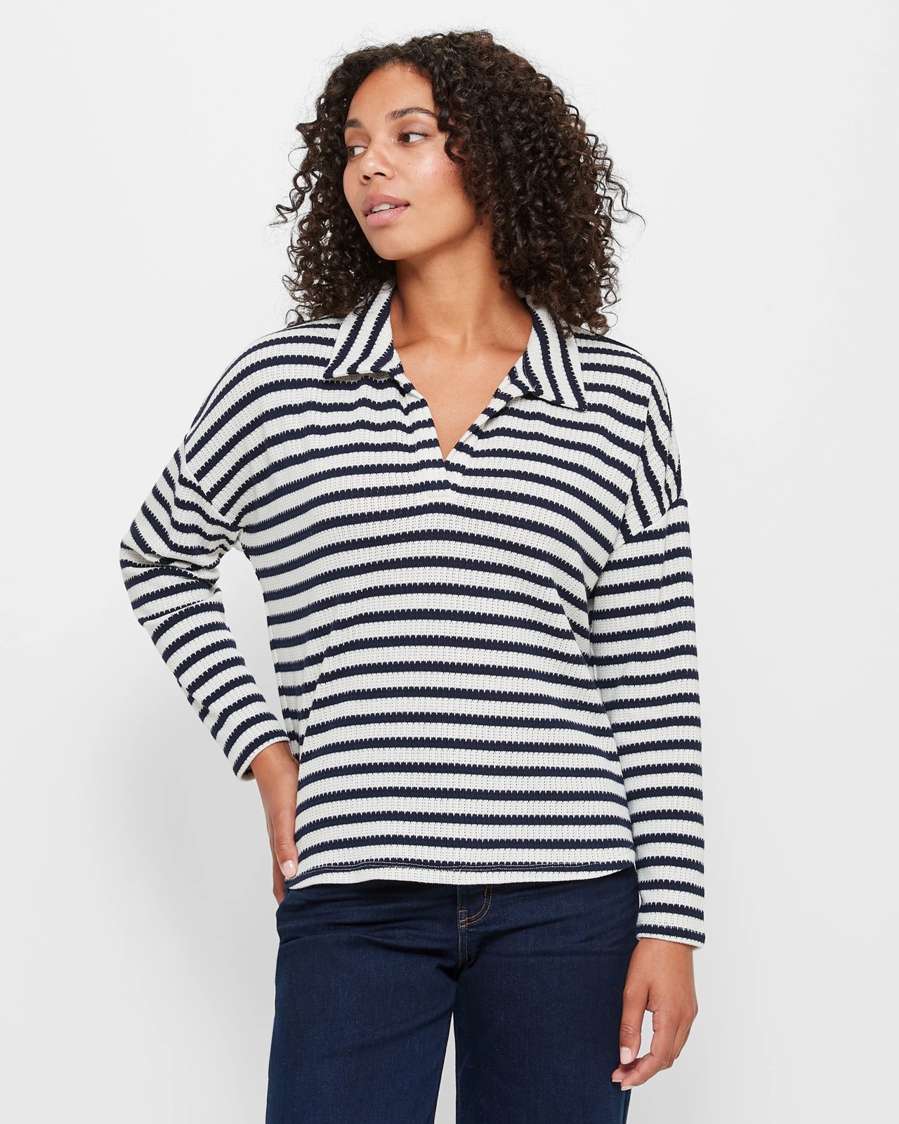 Slouchy Rib Polo Top | Target Australia