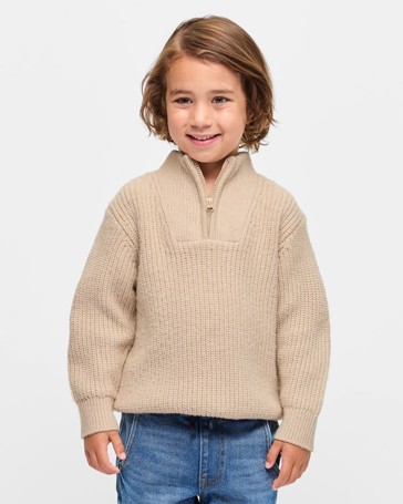 Qtr Zip Neck Knit Jumper