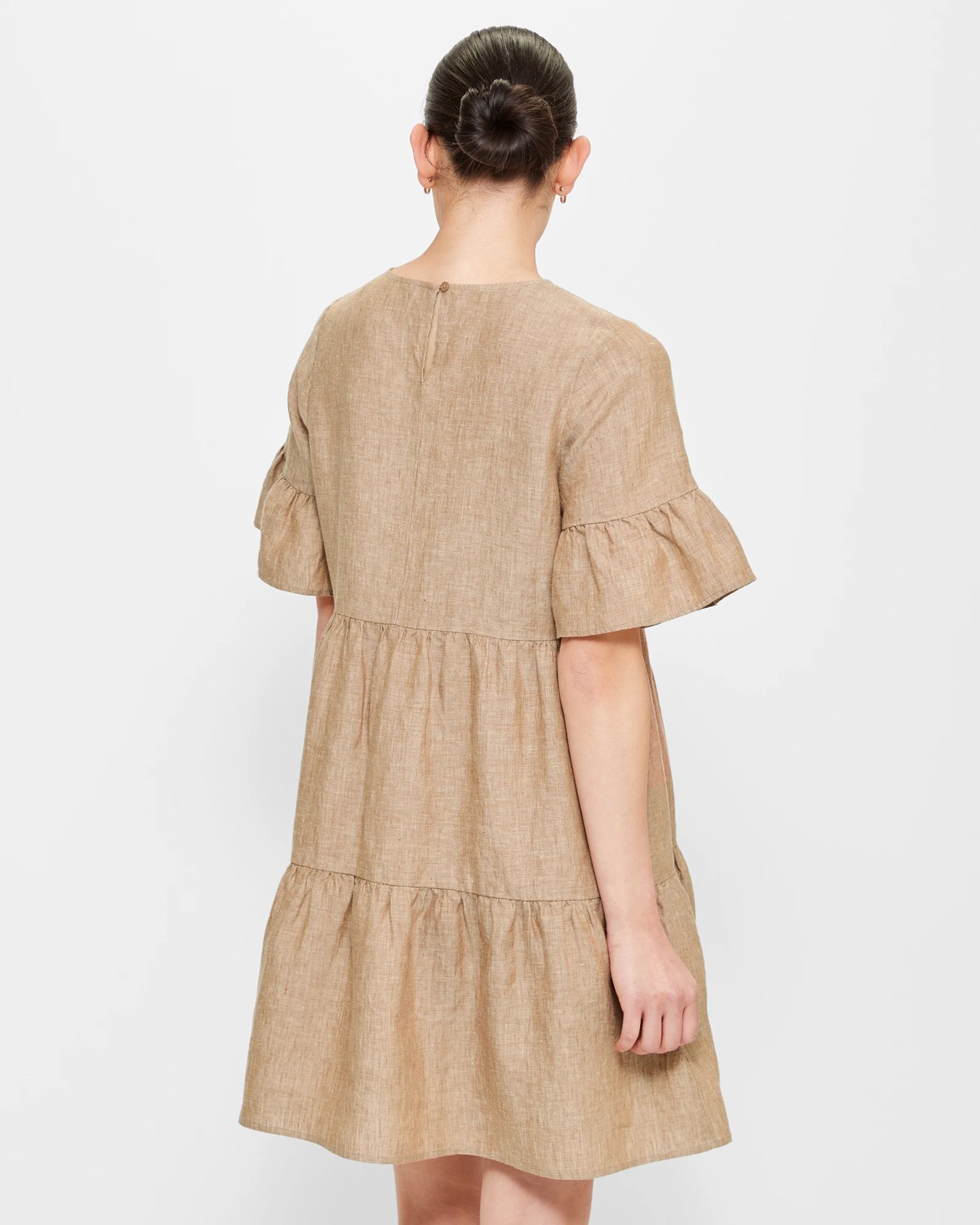 European Linen Tiered Mini Dress 4 of 5