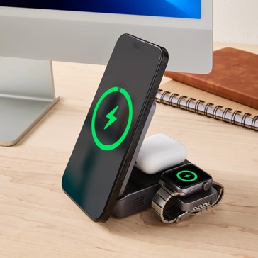 3-in-1 Foldable Wireless Charger  Black - Anko