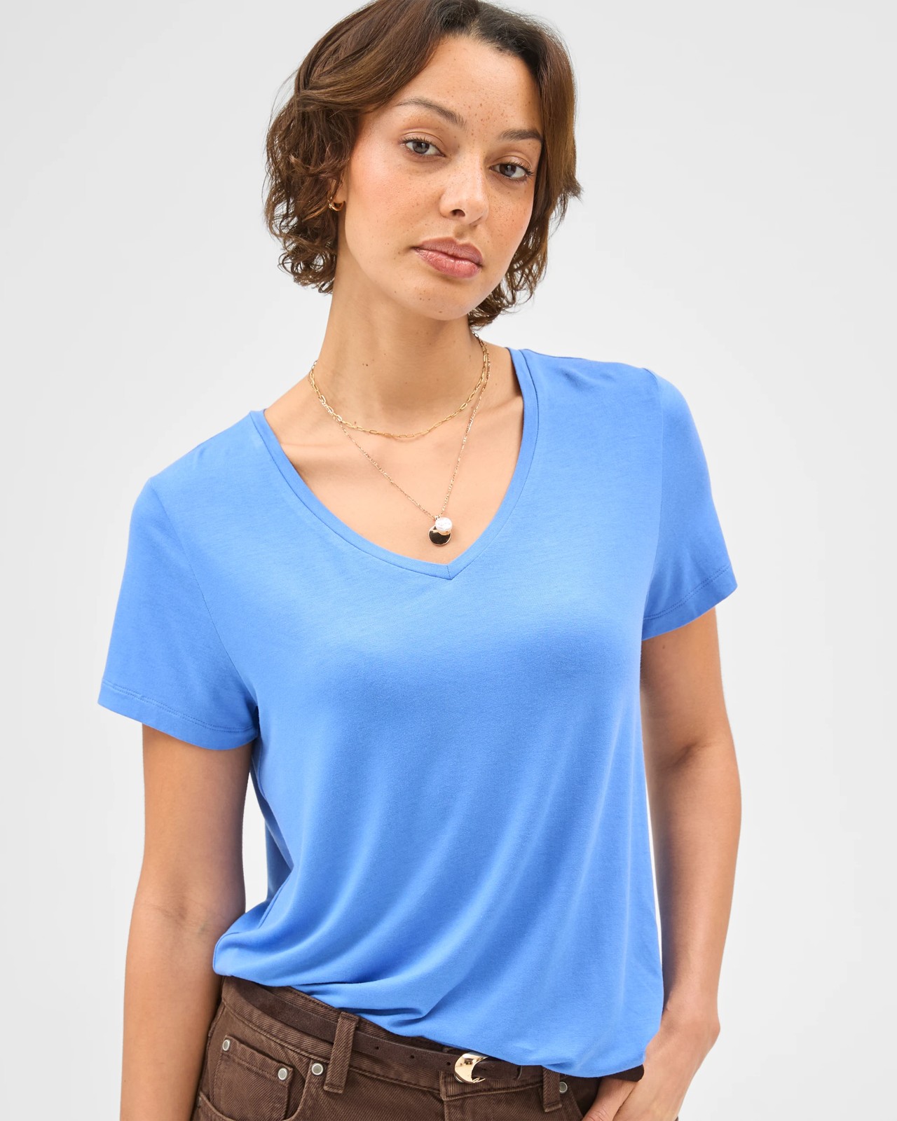 Short Sleeve V-Neck T-Shirt - Blue Bouquet 5 of 5