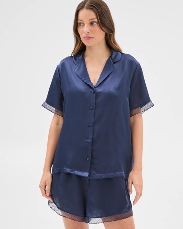 Silk Blend Lace Trim Pyjama Set