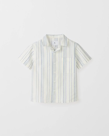 Cotton Linen Blend Short Sleeve Textured Shirt