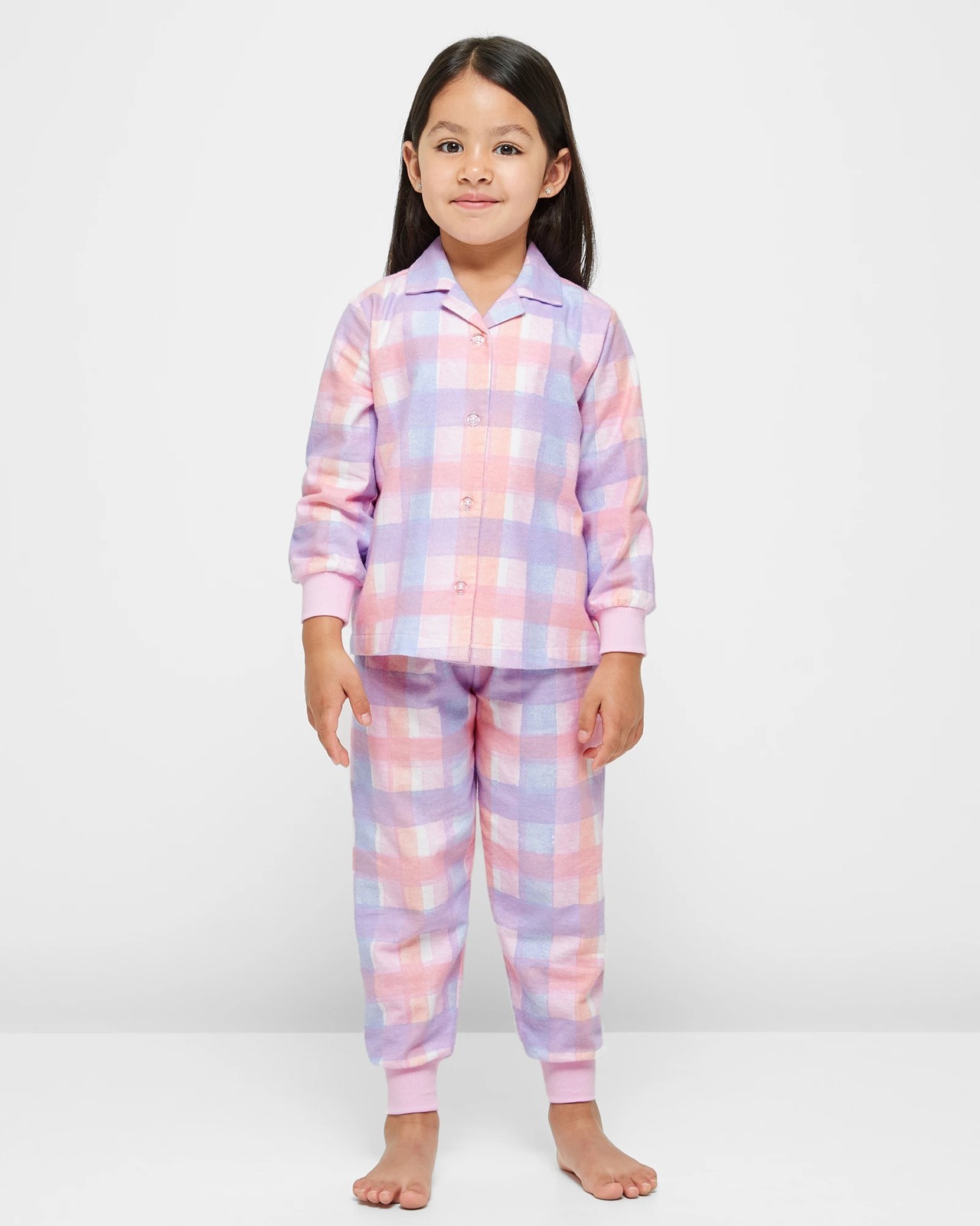 3-6 YEARS/ PLAID PAJAMA MATCHING SET - Blue