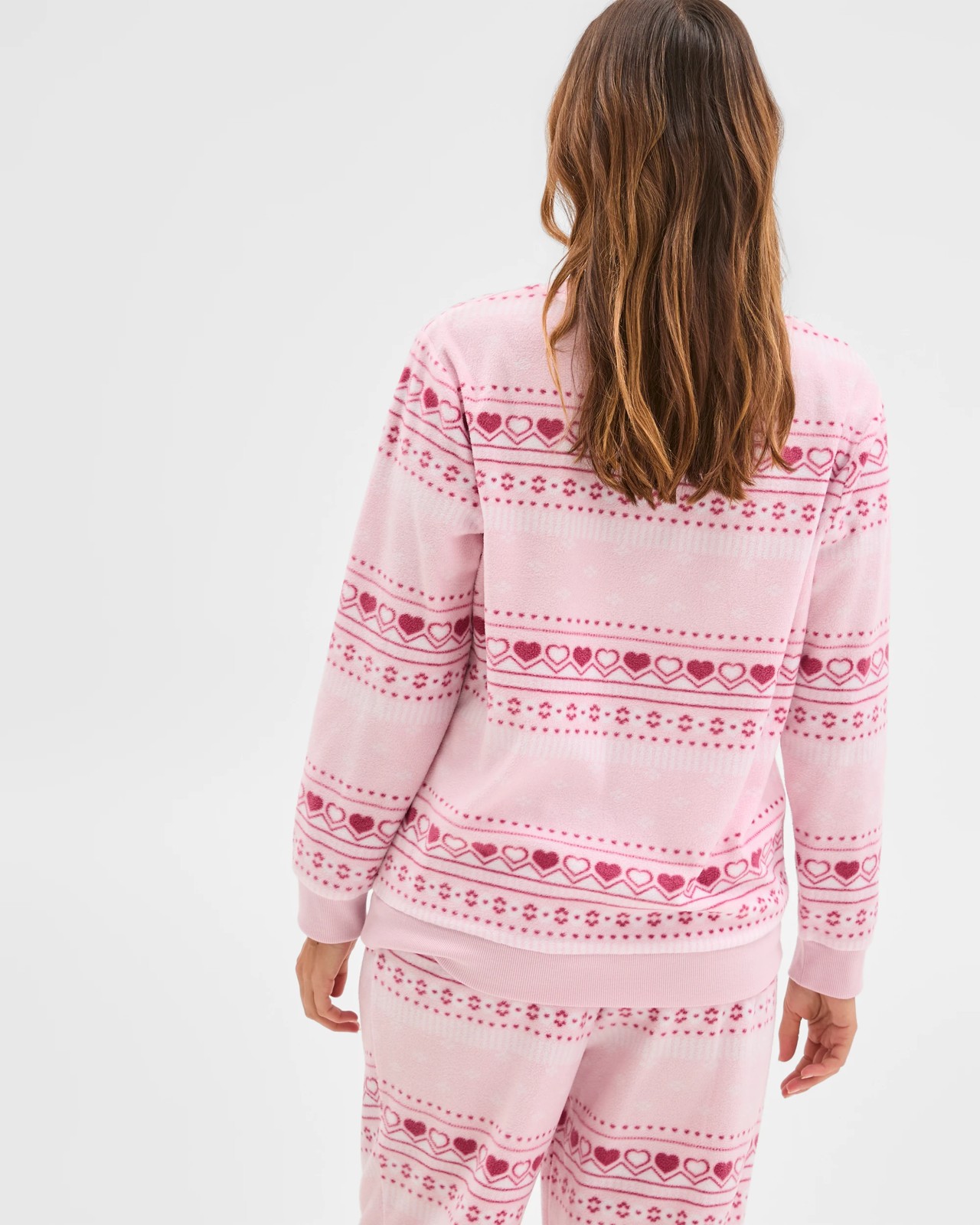 Micro Fleece Long Sleeve Pyjama Top - Fairisle Pink 4 of 5